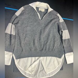 Brochu Walker Wool Cashmere Blend Gray Women’s V Neck Sweater